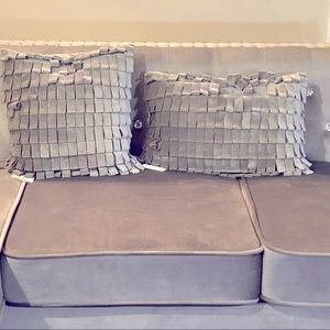 Grey fringes pillow set of two